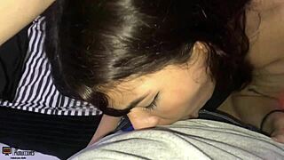 Skinny Latina Sucked Deepthroated Bent Over Doggystyle Creampie by Stepbrother Post Gym Ride Cum