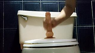 Riding Huge Dildo Hard Before Steamy Shower Session