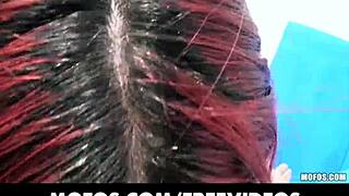 sunbathing redhead beauty slips bikini aside shows wet outdoor tease