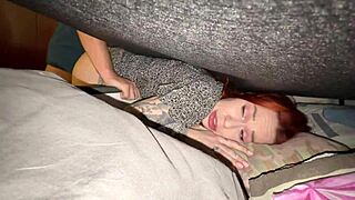 Stepmom Stuck Under Bed Begs Step Son for Rough Rescue Fuck