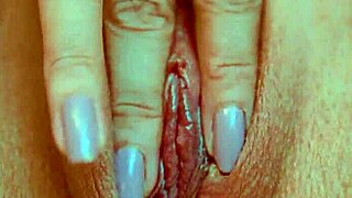 This gorgeous teen babe in baby doll shows her pinkest tightest shaved pussy up close