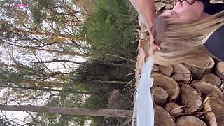 Curvy Blonde Aline Novak Sucking Cock Teasing In The Wild