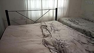 sexy chubby asian stepmom cleans room in thong for stepson