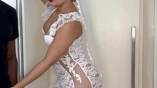 Lina Nakamura Gives Tight Pussy to Fiancé's Hung Black Guard on Wedding Day Creampie Risk