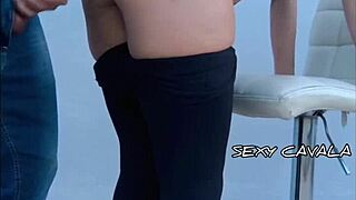 brazilian milf in yoga leggings hired for blowjob bends over gym gets fucked doggystyle cum on ass