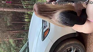 Curvy Blonde Aline Novak Sucking Cock Teasing In The Wild