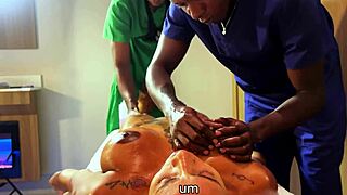 four hands massage turns into rough pounding of nasty hotwife's big tits ass doggystyle