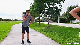 Post-Jog Pussy Lick Leads To Bent Over Doggystyle Creampie In Bedroom Reality