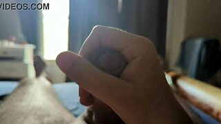 stroking my monster cock with sun rays on bedroom window