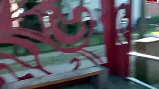 whoa, german blonde teen slut strips naked outdoors, teasing her big tits in public view!