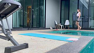 Step sister stretches in yoga. Then gets roughly fucked by horny step bro.