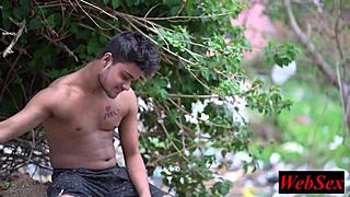 Indian beauty reunites with lover for outdoor skirt-up hardcore pounding and creampie