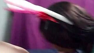 yo skinny black princess, why you suckin' that small white cock so good?