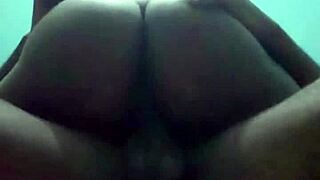 Curvy ebony milf rides cock tight shaking ass screaming in bedroom spank session