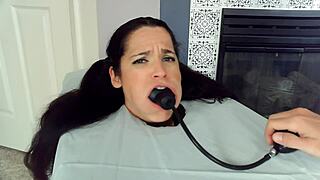 Helpless Bound Housewife Gags on Deepthroat Cum