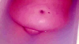 chubby wife naked pussy plays wet in bathtub closeup