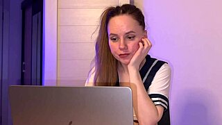 stepmom's tight pussy creampies during sneaky zoom class fuck