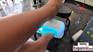 Skinny asian teen 18+ petite tits doggystyle slammed by monster white cock