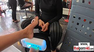 Skinny asian teen 18+ petite tits doggystyle slammed by monster white cock