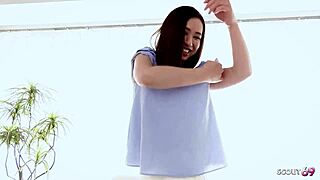 shy japanese teen chats dirty before creampie pounding in uncensored casting fuck