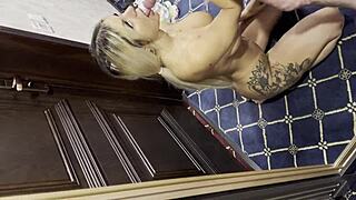 MIA VELVET DEVOURS HUBBY'S THROBBING COCK WITH EAGER SUCKS