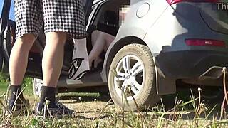 fucking fan right in her car