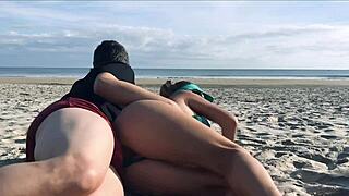 crazy ass fuck on the beach 😈 right by coast guard!!