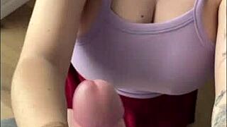 perfect college blonde olivia bay lets me grope her huge natural titties outdoors!