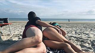 crazy ass fuck on the beach 😈 right by coast guard!!