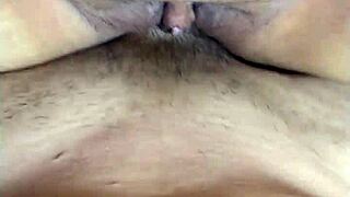 couple fucks doggystyle missionary close-up on dripping tight pussy with monster cock