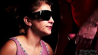 Blind girl cheated in taste game swallows friend's huge load mouthful!