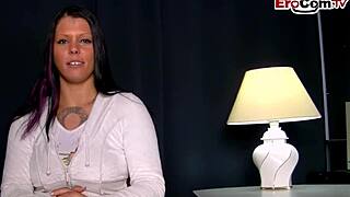 Shy German teen cums hard during casting toy play