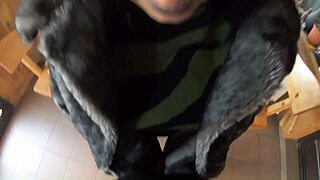 Blowjob fuck cum while teasing impotent husband friend in fur coat