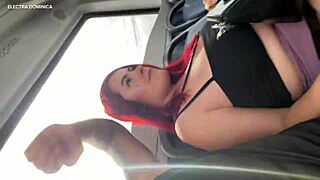 Maid teases wildly on bus ride home insane