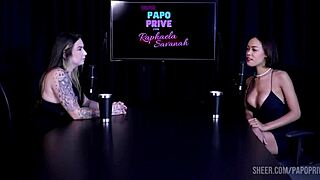 alice vasconcelos hottest moments dominated in sheer red lingerie swingers interview part 3