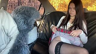 Young 18+ bitch cheats taxi driver fucked hard raw