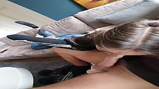 bold deepthroat rimjob assault from natural teen babe's wet mouth and ass