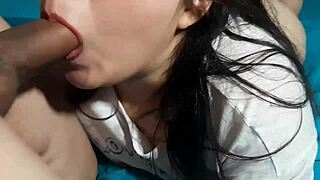 WOW, ISN'T THIS CUTE MEXICAN PETITE SUCKING COCK HOT?!