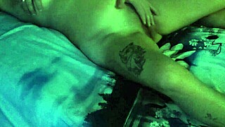 Fingering Stepsister's Tight Wet Pussy on Parents' Bed, Sexy Moans and Shaking Orgasm