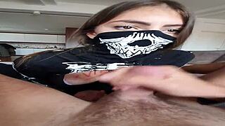 bold deepthroat rimjob assault from natural teen babe's wet mouth and ass