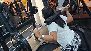 Damn, This Slutty Gym Girl's Big Hairy Pussy Gets Fingered and Fucked Outdoors!