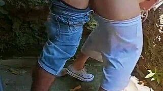 Happy new year horny couple rips clothes for rough anal creampie behind abandoned house