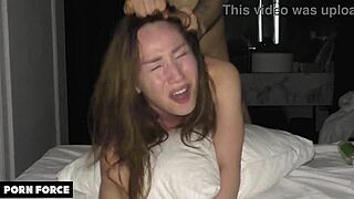 Petite Asian Teen Takes Rough Doggystyle Pounding