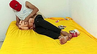 Tireless masturbator rams big penis into latina slut while stroking silicone torso