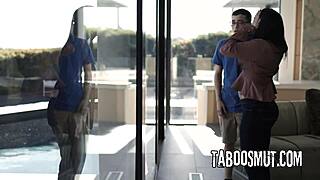 Lesbian BABE watches WIFE ride neighbor COWGIRL deepthroat doggystyle hardcore big tits.