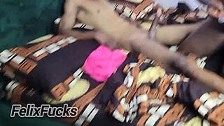 big ass aunty nimi bends over for doggy and sloppy blowjob