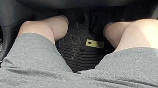 Public Car Handjob Blowjob Cumshot in Cute Girlfriend's Mouth