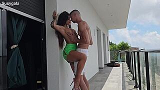 neighbors monster cock pounds me bent over balcony railing