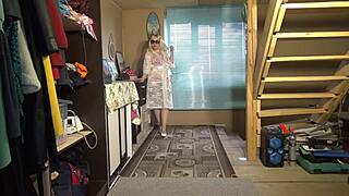 juicy milf striptease in lingerie stockings and heels