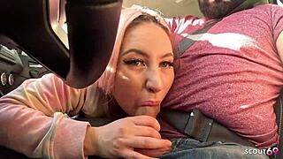 Crazy bitch Maria Gail tempts old Uber driver for bareback outdoor risk